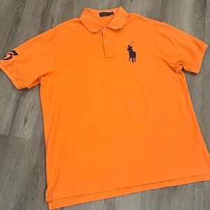 Polo Ralph Lauren 2XLT 2XL Tall Orange Big Logo #3 Classic Polo Horse Bear Shirt